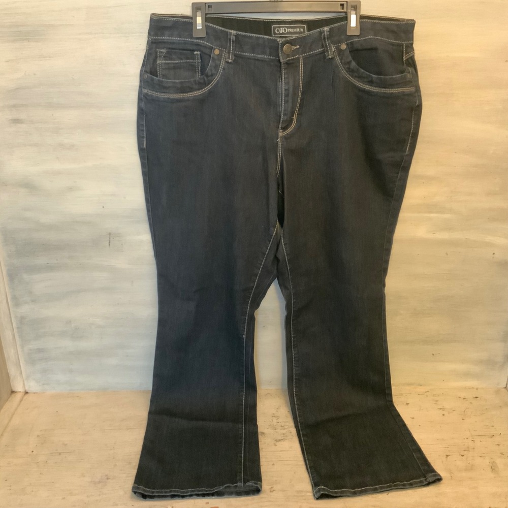 Cato Premium 75% Cotton Dark Wash Denim Boot Cut Blue Jean Pants Size 18 GC